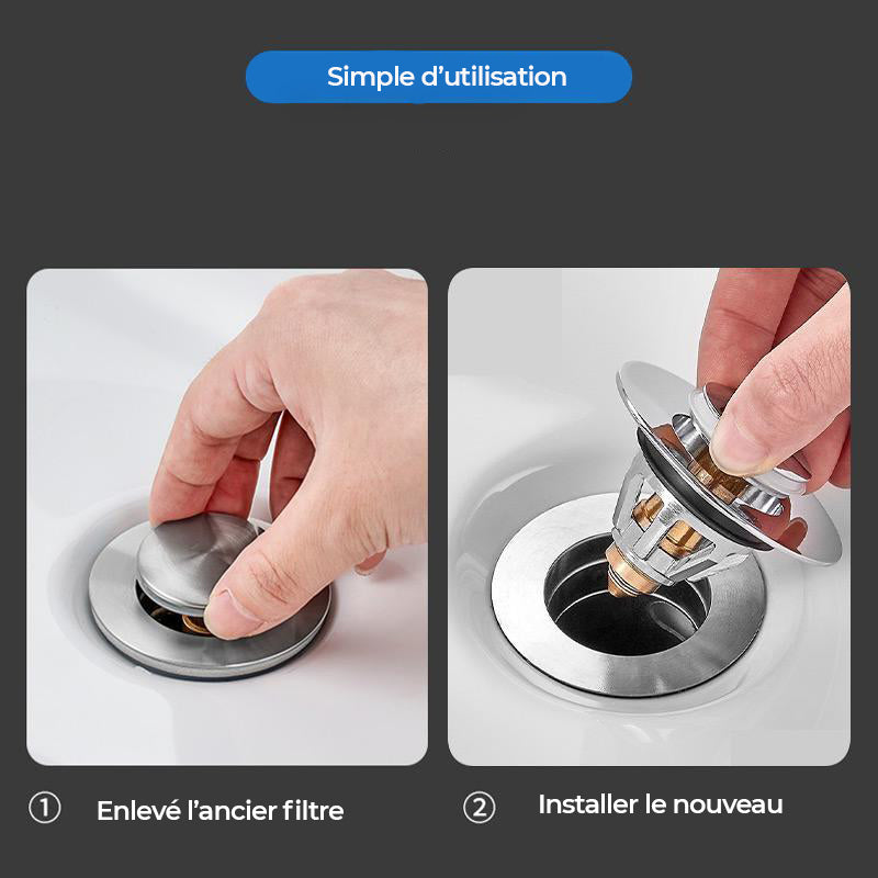 2x Filtre d'évier universel en acier inoxydable