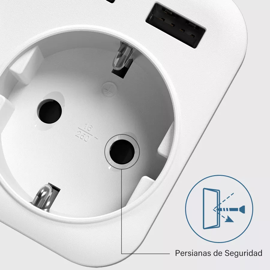 6-in-1 Wall Outlet Extender - USB and USB-C - Fast Charging
