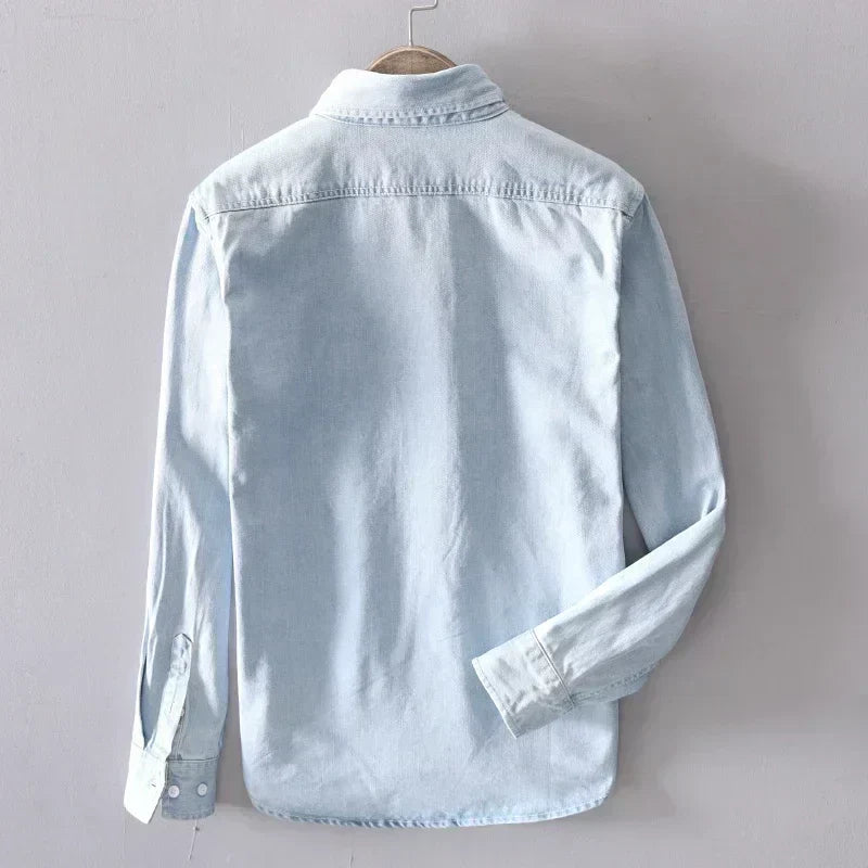 Chemise en Jean 100% Coton à Manches Longues pour Hommes