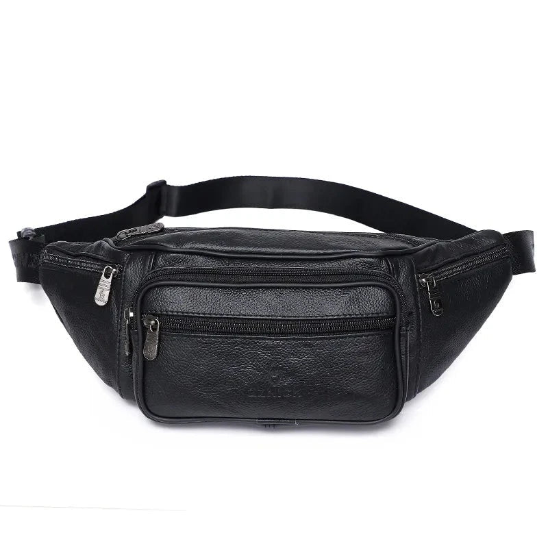Sac banane en cuir de vache véritable pour homme