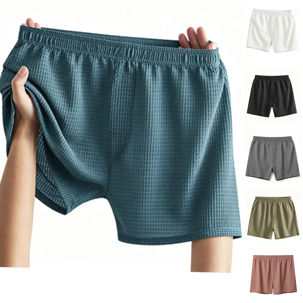 Boxers Homme en Élasthanne Gaufré – Sous-Vêtements Respirants Sans Couture à Effet Fraîcheur
