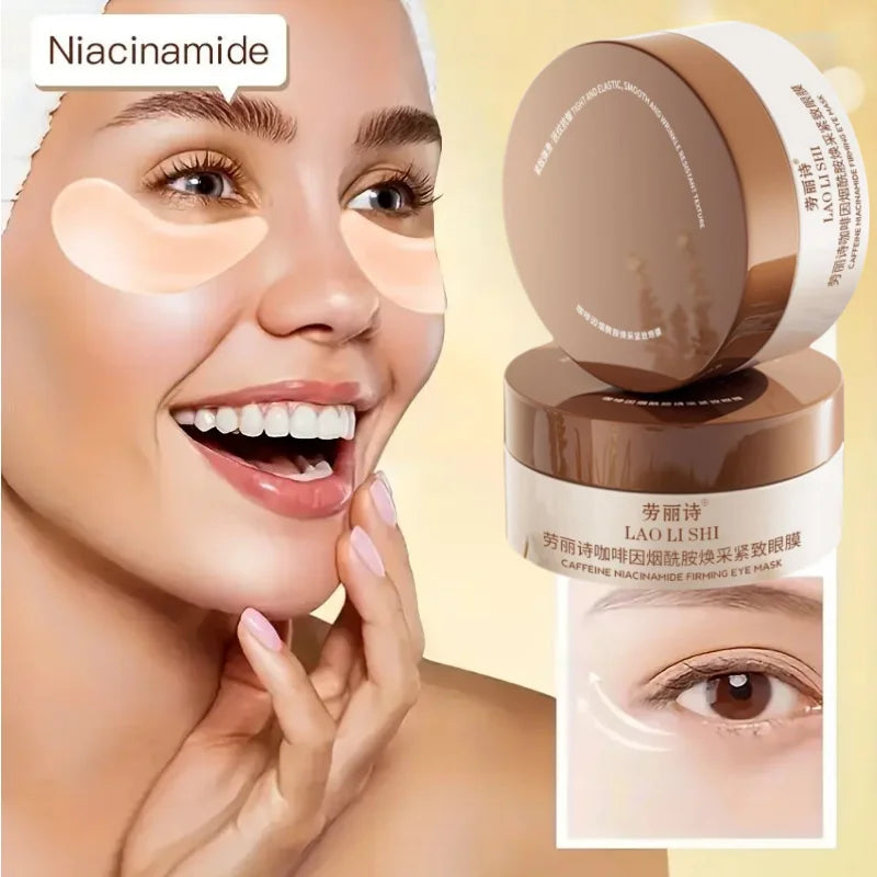 Boîte de 60 masques yeux à la caféine et nicotinamide — hydratants, anti-fatigue