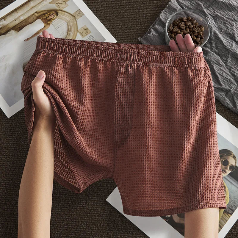 Boxers Homme en Élasthanne Gaufré – Sous-Vêtements Respirants Sans Couture à Effet Fraîcheur